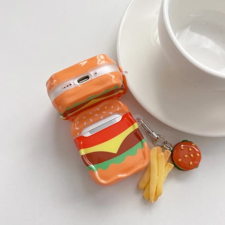 CUTECASE ハンバーガー Airpods Pro3ケース 美しそう Airpods4/3カバー pro2/pro1 リング/キーホルダーギフトにおすすめCM6302