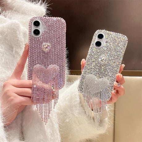 CUTECASEビジュー iPhone16/16Proケース ダイヤフリンジ iPhone15Pro/14/13proカバー 華やか キラキラ 豪華 高品質CM5096