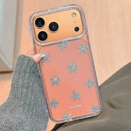 CUTECASE キラキラ花 iPhone17Pro/17ケース ラメ クリア iPhone17ProMax/16/15Proカバー オシャレ シック 女子力高い CM5870