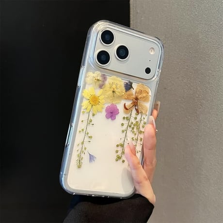 CUTECASE 押し花iPhone17Promaxケース 透明 綺麗 iPhone17Pro/16カバー ドライフラワー入り 女子力高い CM5905
