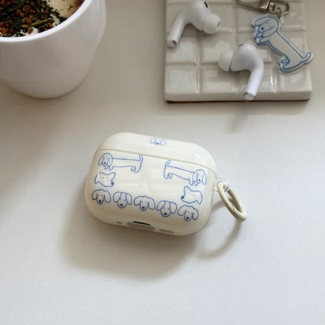 CUTECASE ワンちゃん Airpods Pro3ケース 犬キーホルダー Airpods4/3カバー pro2/pro1 ベージュ 頑丈 大人可愛いCM6105