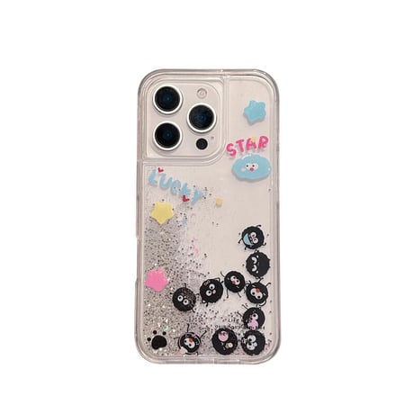 CUTECASE動くモンスター iPhone16pro/16ケース 液体ラメ入り iPhone15pro/14/13pro/12カバー 大人可愛い プレゼントにおすすめCM5274