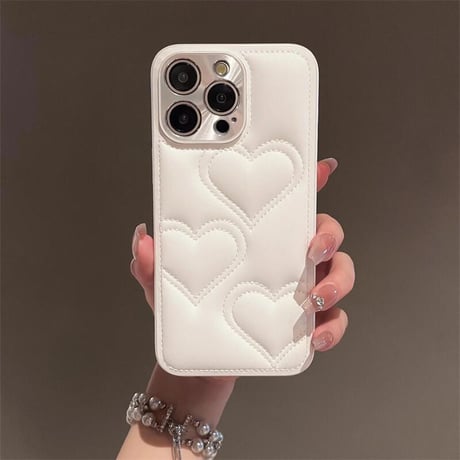 CUTECASEiPhone16/16plusケース ハートキルティング iPhone15pro/14/13Proカバー エレガント カメラ保護CM4668