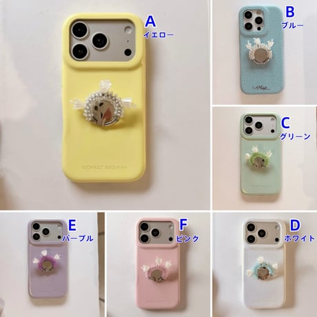 CUTECASE 花付ミラーリングiPhone17Promaxケース レザー iPhone16Pro/15pro/14ケース エレガント スタンド付CM6300