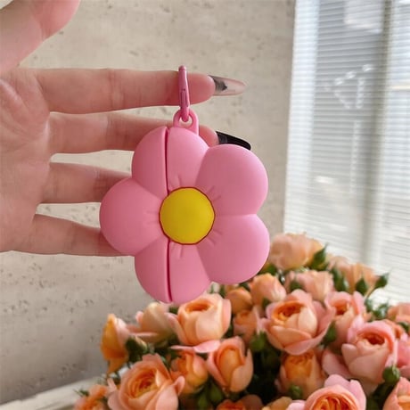 CUTECASE花 Airpods4ケース ギフトにおすすめ AirpodsPro2ケース airpods3/2ケース リング付 シリコン ピンクCM5510