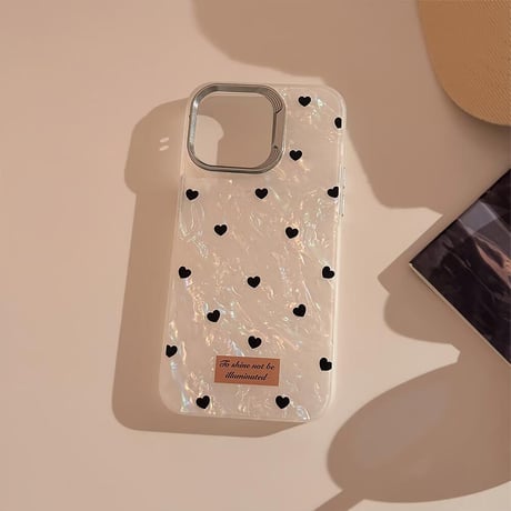 CUTECASEハート柄 iPhone16/16proケース ホワイト iPhone14promax/13pro/12ケース かわいい 女子力アップCM4569