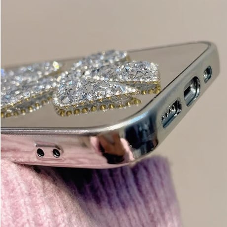 CUTECASEジュエリー ミラーiPhone15/15proケース ハート/リボン iphone14/13/12proカバー 高級感 シック キラキラ 女子に人気CM4054