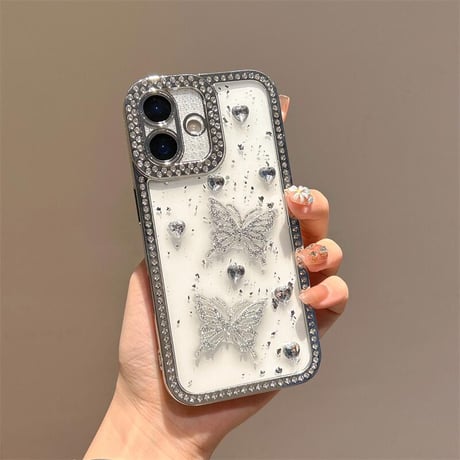 CUTECASEダイヤデコ iPhone16pro/17Promaxケース 蝶々 ジュエリー iPhone15pro/14/13promaxカバー 可愛い 大人ガーリーに人気CM5563