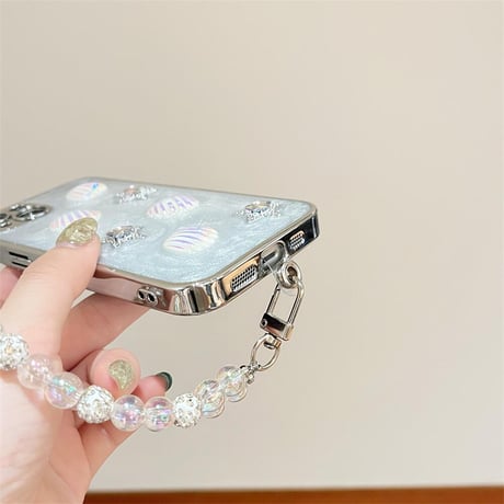 CUTECASE シェル iPhone15/15proケース チャーム付 iPhone14/13pro/12カバー キラキラ 女子力アップCM4540