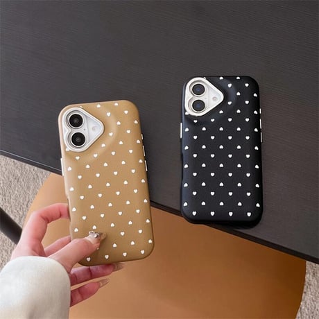 CUTECASEハート柄 iPhone16/16Proケース 皮っぽい iPhone15Pro/14/13カバー おしゃれ 女子力高い 耐久性あるCM4786