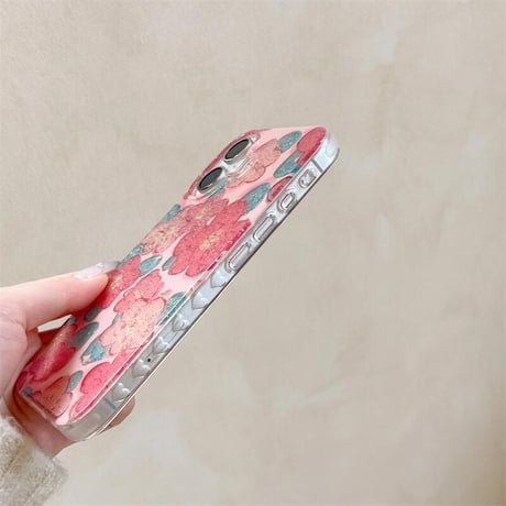 CUTECASEラメ花柄 iphone16/16proケース おしゃれ ピンク iphone15pro/14/13proケース 可愛い 女子力高い CM5023