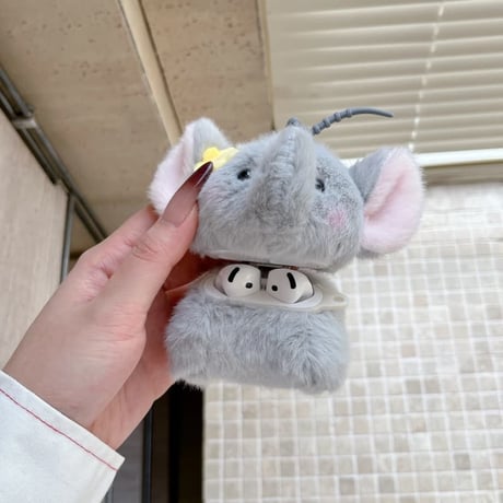 CUTECASE 象ぬいぐるみ AirpodsPro3ケース ふもふも Airpods3/pro2カバー 柔らかい 可愛い ギフトにおすすめCM5842