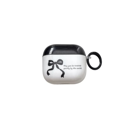 CUTECASEリボン柄 Airpods Pro3ケース 可愛すぎ Airpods4/3カバー pro2/pro1 リング付 韓国っぽ 光沢感CM6084