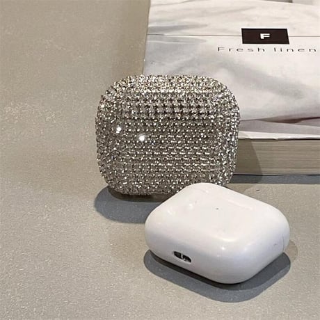CUTECASE高級感 Airpods4ケース キラキラダイヤ AirpodsPro2ケース airpods3/2ケース シルバー エレガント 高品質 頑丈 シルバーCM5467
