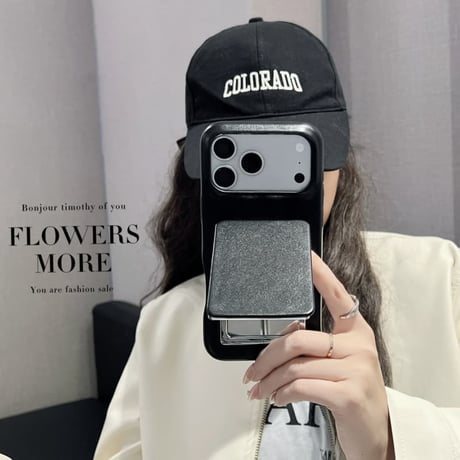 CUTECASE スタンド付ミラー iPhone17pro/17ケース 革製 メイク直し鏡付 iPhone16ProMax/15/14カバー 耐衝撃 多機能CM6032
