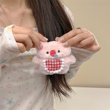 CUTECASEふわふわブタ Airpods4/Airpodspro2/pro/ケース ピンク Airpods3/2カバー 可愛い 女子力アップ 柔らかいCM4638