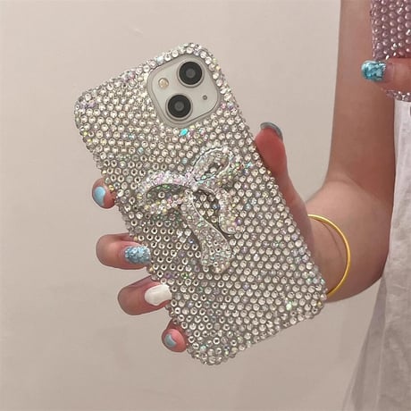 CUTECASEジュエリー iPhone15/15proケース 立体リボン iPhone14pro/13/12カバー 豪華 プレゼントにおすすめ CM4477