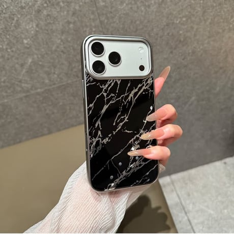 CUTECASE大理石調 iPhone17promaxケース ワイヤレス充電可 メッキ iPhone17Pro/16promaxケース 頑丈 カッコイイ CM6310