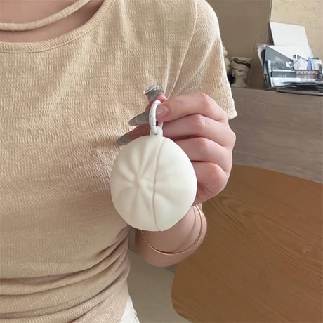 CUTECASEまんじゅう Airpods4ケース ギフトにおすすめ AirpodsPro2ケース airpods3/2カバー リング付き 面白い 食べ物デザインCM5387