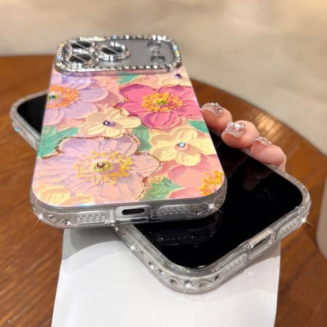 CUTECASE 花柄 iPhone17Pro/17ケース ジュエリーライン カメラカバー iPhone17ProMax/16Pro/15カバー オシャレ きれい CM5920