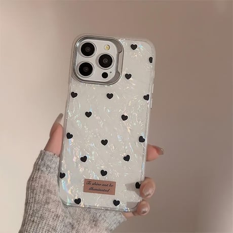CUTECASEハート柄 iPhone16/16proケース ホワイト iPhone14promax/13pro/12ケース かわいい 女子力アップCM4569
