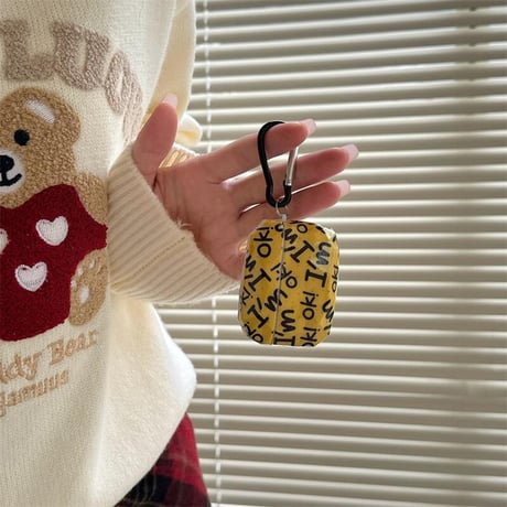 CUTECASE I'm ok Airpods 4ケース イェロー Airpodspro2/proカバー Airpods3/2 カラビナ付き ギフトにおすすめCM4989