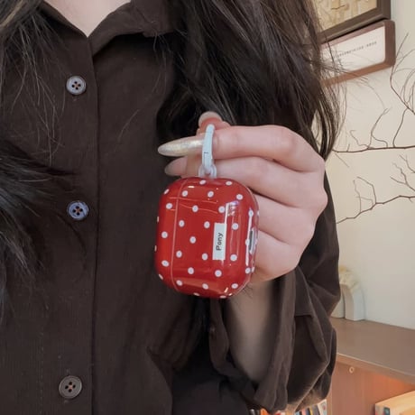 CUTECASE レッド Airpods Pro3ケース 水玉模様 Airpods 4/3カバーケース AirpodsPro2/1 リング付き 女子力高い CM6140