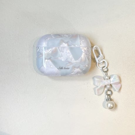 CUTECASEリボン柄 AirpodsPro3ケース 女子力アップ Airpods4/3/Pro2ケース キーホルダー付き付 可愛いギフトCM5746