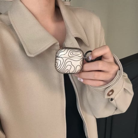 CUTECASE 線柄 AirpodsPro3ケース オシャレ シック エアポッズ4/3 AirpodsPro2/Proカバー 皮ストラップ ギフトにおすすめ CM5922