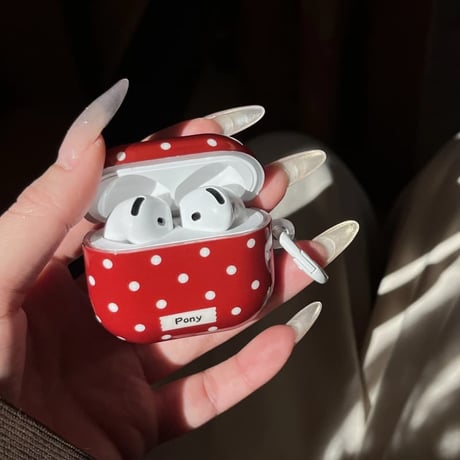 CUTECASE レッド Airpods Pro3ケース 水玉模様 Airpods 4/3カバーケース AirpodsPro2/1 リング付き 女子力高い CM6140
