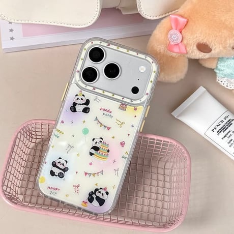 CUTECASE パンダ iPhone17pro/17ケース グリップ付き iPhone16/15promax/14ケース かわいい 多機能便利CM6271