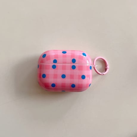 CUTECASE チェック柄と水玉模様 AirpodsPro3ケース 韓国っぽ Airpods3/pro2カバー 可愛い リング付 ギフトにCM6020