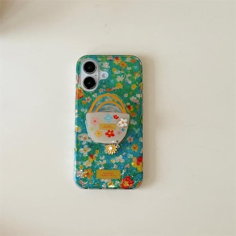 CUTECASE春に向け iPhone16pro/16ケース 花柄 花かごグリップ iphone15pro/14/13proカバー 大人可愛い 大人可愛いCM5186