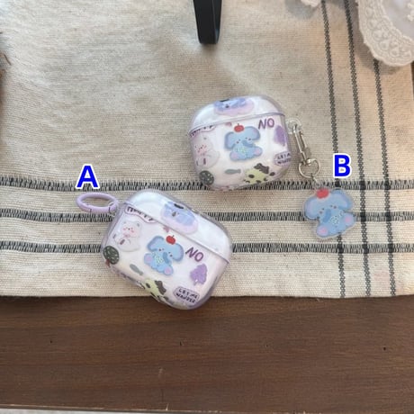 CUTECASE 象 Airpods Pro3ケース かわいい Airpods4/3カバー pro2/pro1 リング/キーホルダー 韓国風CM6258