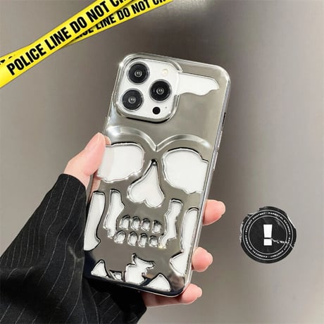 CUTECASEドクロ iPhone15pro/14promaxケース 透かし彫りスカル iphone13/12/11カバー カッコイイ メッキ 頑丈ギフトCM2311