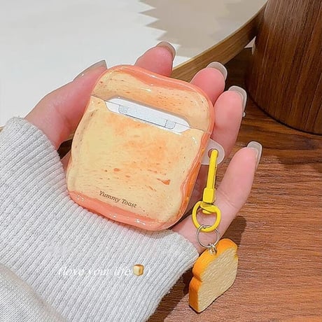 CUTECASE目玉焼きトースト Airpods4ケース キーホルダー エアポッズ3/Pro2ケース airpodspro2カバー 食べ物デザイン ギフトにおすすめCM5505