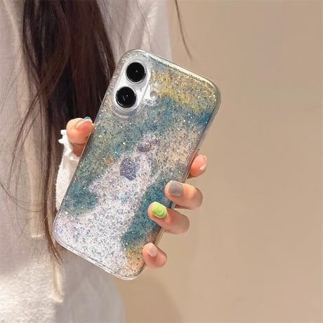 CUTECASE美しい女子 iPhone16/16Proケース キラキララメ入り iPhone15/14/13/12Proカバー 艶感 女子力高い CM5017