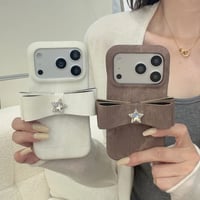 CUTECASE リボンスタンド iPhone17Pro/17ケース レザー アイフォン16/15pro/13/12Pro/14カバー 高品質 レザーCM6230