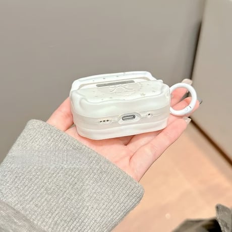 CUTECASE 可愛いリボンデコ AirpodsPro3/４ケース ウェーブ型 Airpods3/Pro2ケース おしゃれ ホワイト 女子力アップ CM5752