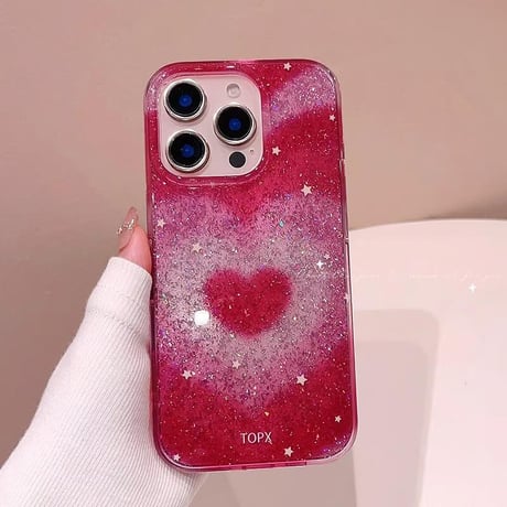 CUTECASEキラキラハート柄 iPhone16/16proケース きれい 可愛い iPhone15Pro/14/13proカバー 流行る トレンド感CM4973