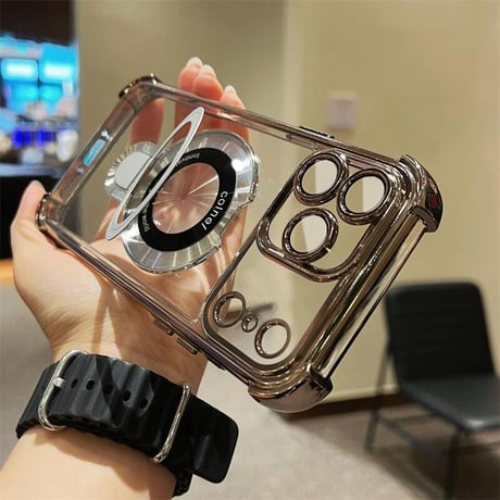 CUTECASE 耐衝撃 iPhone17pro/17promaxケース MagSafeリングスタンド iPhone17/17Airカバー 黄ばまない レンズ保護カバー付CM5683