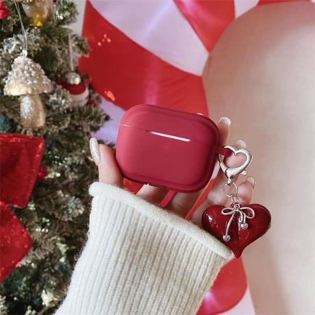 CUTECASEシリコン Airpods 4ケース ハートキーホルダー Airpods3/Pro2ケース airpodsproカバー 充電口カバー付 頑丈 CM4993