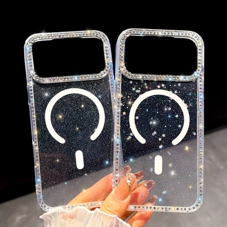 CUTECASEキラキラMagSafe対応 iPhone17/17Proケース ジュエリライン iPhone16/15PromaX/14カバー 透明黄ばまない 美しい輝く CM5861