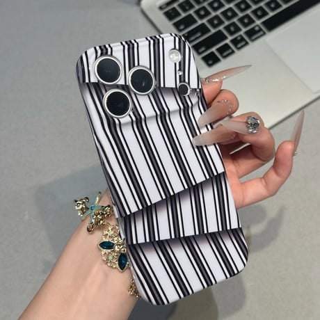 CUTECASE 不規則な線 iPhone17Promax/17ケース ストライプ柄 iPhone16Pro/15/14ケース 白黒淡色系 ガ
