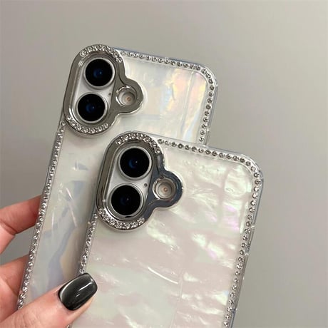 CUTECASE艶感シェル柄 iPhone16/16proケース 高級感 ジュエリー iPhone15promax/14/13カバー かわいい エレガントCM5343