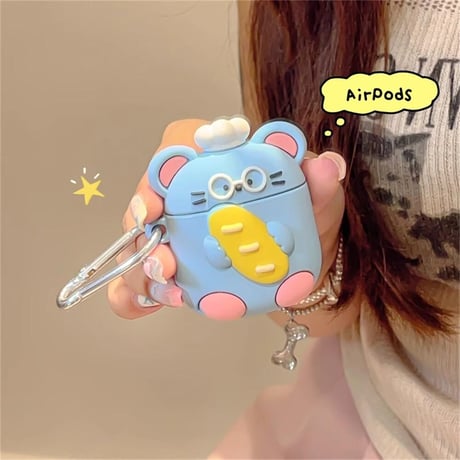 CUTECASE可愛い Airpods3/2ケース ネズミ AirpodsPro2/Pro1カバー リング付 ギフトにおすすめ CM4538