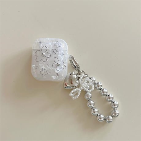 CUTECASE花柄 Airpods 4ケース ハートストラップ Airpodspro2/proカバー Airpods第3/2世代 かわいい シェル風 プレゼントにおすすめCM5065