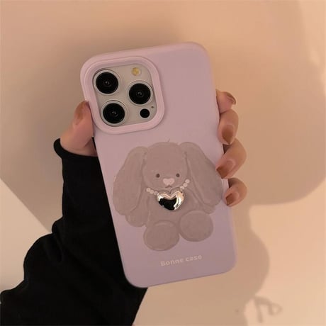 CUTECASEウサギ iPhone16Pro/16ケース パールストラップ付 iPhone15Pro/14/13カバー 可愛い 高品質CM4865