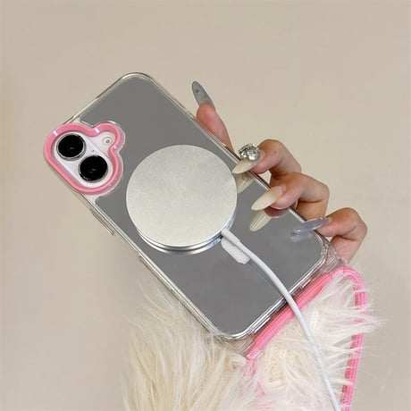 CUTECASEショルダーストラップ付 iPhone16Pro/16ケース 鏡付 MagSafe対応 iPhone15Pro/14Pro/13ケース 多機能 丈夫 大人気 CM5092