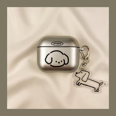CUTECASE 猫/ワンちゃん Airpods Pro3ケースカバー メッキ 指紋防止 Airpods4/3カバー pro2/Pro1ケース 可愛いキーホルダー お揃いCM6158
